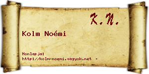 Kolm Noémi névjegykártya