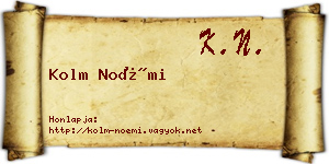 Kolm Noémi névjegykártya